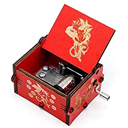 Pursuestar Wood Hand Crank Engraved Vintage Wooden Music Box Wedding Valentine Christmas Birthday Gift for Dragon Ball