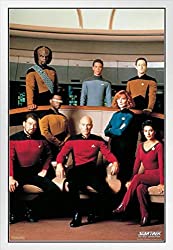 Pyramid America Star Trek The Next Generation Cast TV Show White Wood Framed Poster 14x20