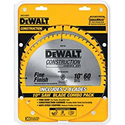 DEWALT 10-Inch Miter / Table Saw Blades, 60-Tooth Crosscutting & 32-Tooth General Purpose, Combo Pack (DW3106P5),Metallic