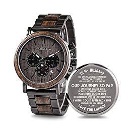 Engraved Wooden Watch for Boyfriend My Man Fiancé Husband Customized Personalized Wood Watches for Men Birthday Anniversary Personalized Watch (A-for-Husband)