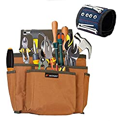 Waist Tool Bag Belt Magnetic Wristband Set 7 Pockets Tools Pouch for Father's Day Gift Electrician Gardener Woodworker
