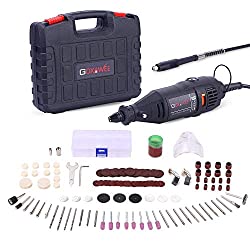 GOXAWEE Rotary Tool Kit with MultiPro Keyless Chuck and Flex Shaft - 140pcs Accessories Variable Speed Electric Drill Set for Crafting Projects and DIY Creations