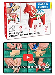 BeaverCraft, Whittling Kit for Adults and Teens - Wood Carving Kit DIY 02 Dala Horse - Wood Carving Tools Craft Supplies for Adults Whittle Knife Basswood for Carving Painting DIY Kits for Adults