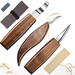 Wood Carving Tools,Wood Carving Knife,Include Wood Carving Knife,Hook Knife,Whittling Knife, Detail Knife,Knife Sharpener,Whittling Kit - Knife Making Supplies - Woodworking Kit (Black)