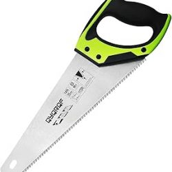 14 in. Pro Hand Saw, 11 TPI Fine-Cut Soft-Grip Hardpoint Handsaw Perfect for Sawing, Trimming, Gardening, Cutting Wood, Drywall, Plastic Pipes, Sharp Blade, Ergonomic Non-Slip Handle (green)