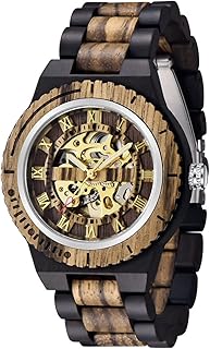 Men's Wooden Watch Triangle Skeleton Automatic Watch Mechanical Wood Watches for Men
