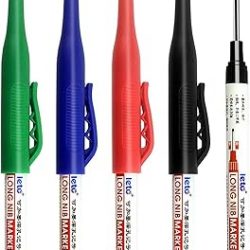 Long Head Deep Hole Marker Pens, 2024 Upgrade, Permanent, Quick-dry, Waterproof Long Nib, Colorful Carpenter Deep Reach Markers, 4 Color Set, Black/red/green/blue