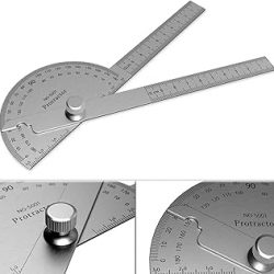 Stainless Steel Protractor 180 Degrees Two Arm Ruler Adjustable Angle Protractor Woodworking Ruler Craftsman Angle Measure Tool (10 cm/ 3.94 Inch)